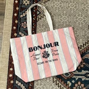 [Sézane] Striped Bonjour Cotton Tote Bag